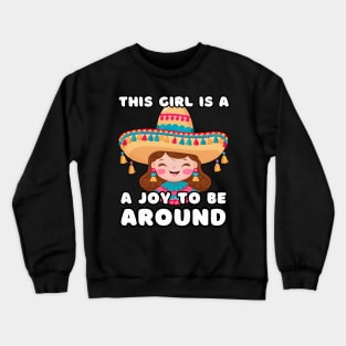 Cute Girl Wearing Sombrero Hat Crewneck Sweatshirt